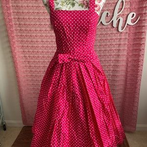 NWT.  Emily & Finn Modcloth '50s Style Lily Pink & White Polka Dot Dress